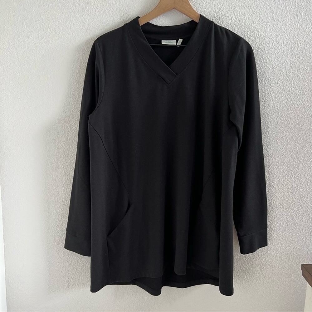 LOGO Lounge by Lori Goldstein Black Tunic Long Sleeve Top Shirt Medium